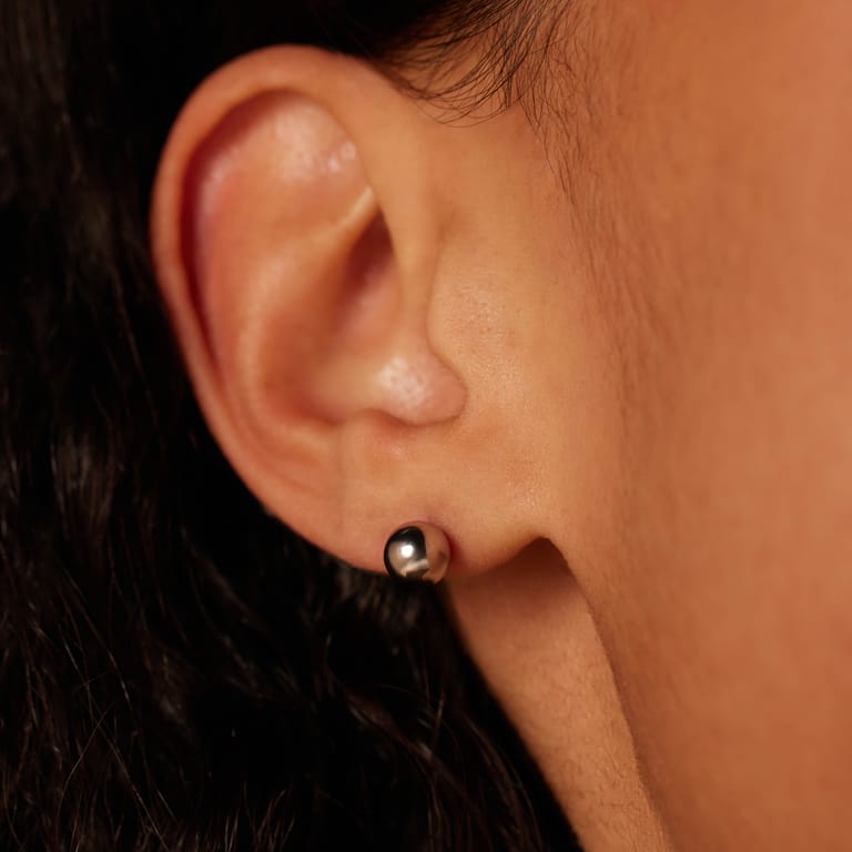 Edelstahlohrringe, Kugel, 6 mm