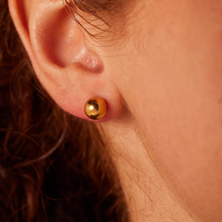 Stalen goldplated oorknoppen 7mm