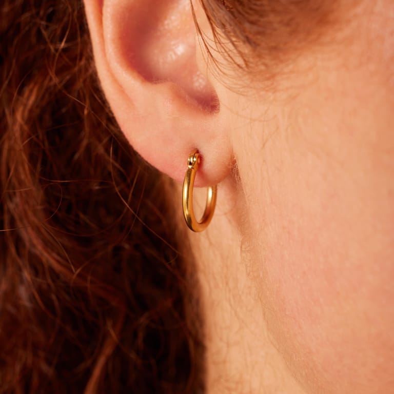 Stainless steel goldplated oorringen 15mm voor dames