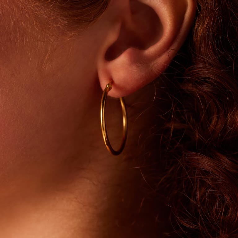 Stalen goldplated oorringen 30mm voor dames