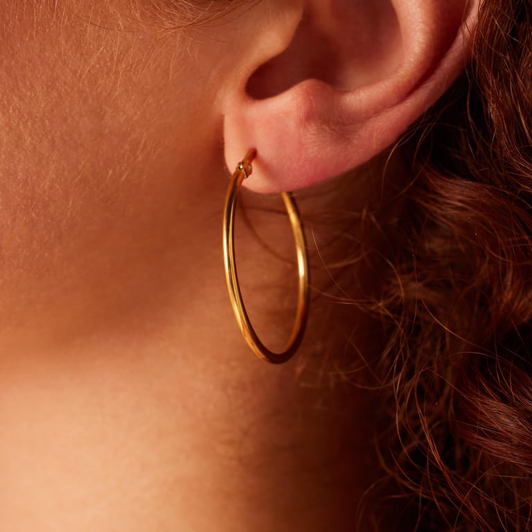 Stainless steel goldplated oorringen 50mm voor dames