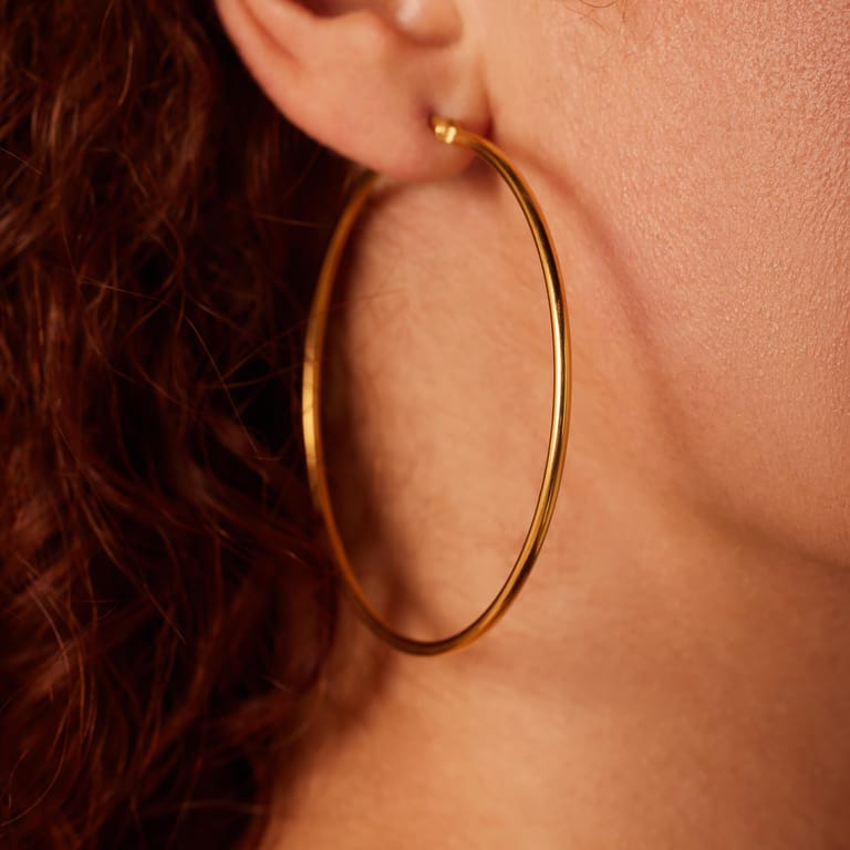 Stalen goldplated oorringen 55mm voor dames