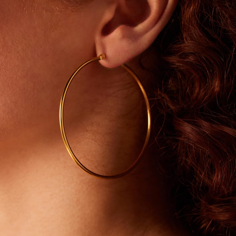 Stainless steel goldplated oorringen 60mm voor dames