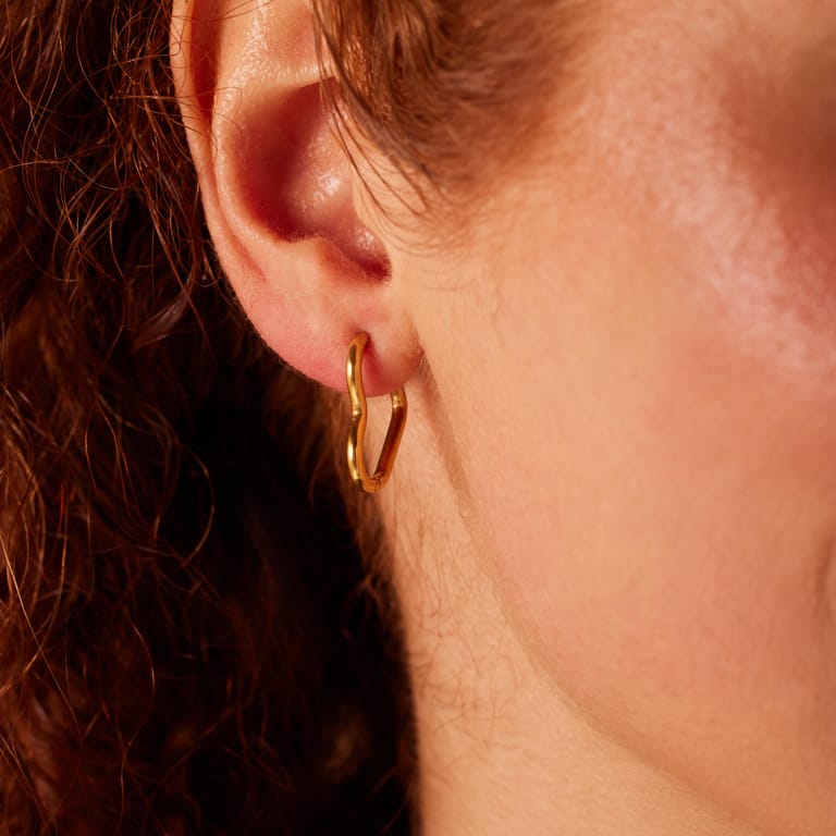 Stainless steel goldplated oorringen hart voor dames