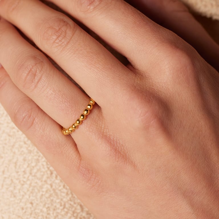 Ring aus Edelstahl, vergoldet, Kugeln, 2,5mm