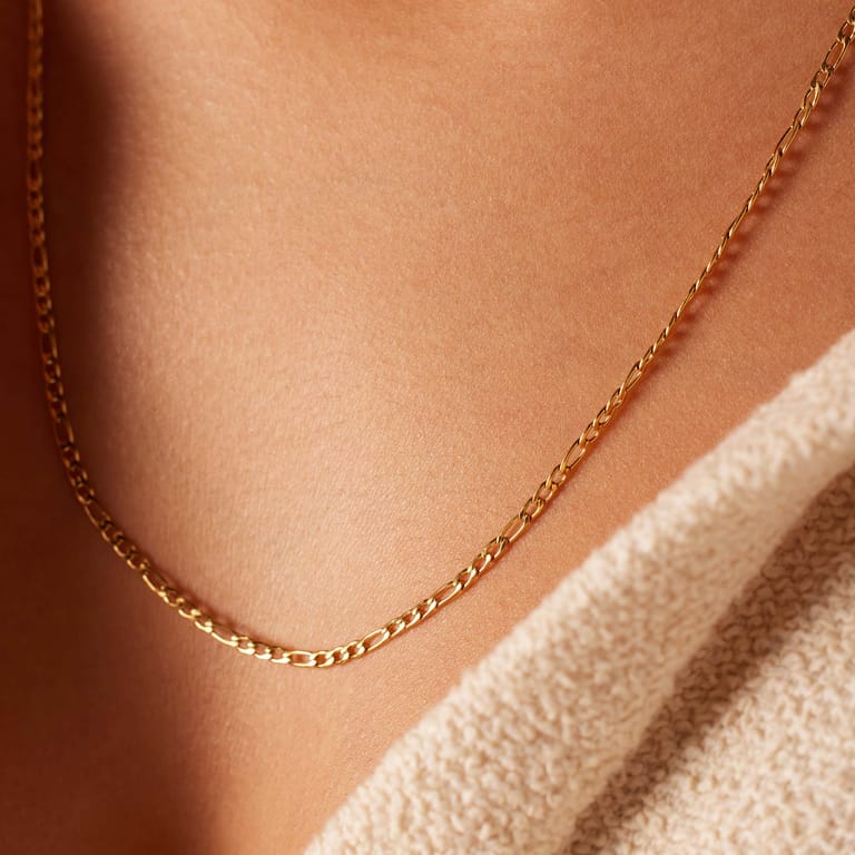 Stainless steel goldplated figaro ketting unisex 2mm breed