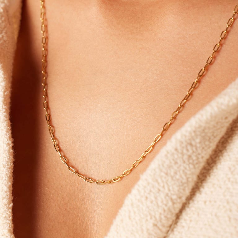 Stainless steel goldplated schakelketting 2mm