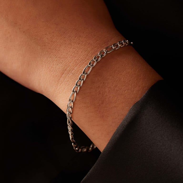 Armband mit Figaroglied aus Edelstahl, 4 mm