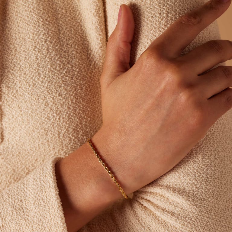 Stainless steel goldplated armband koord 2,5mm