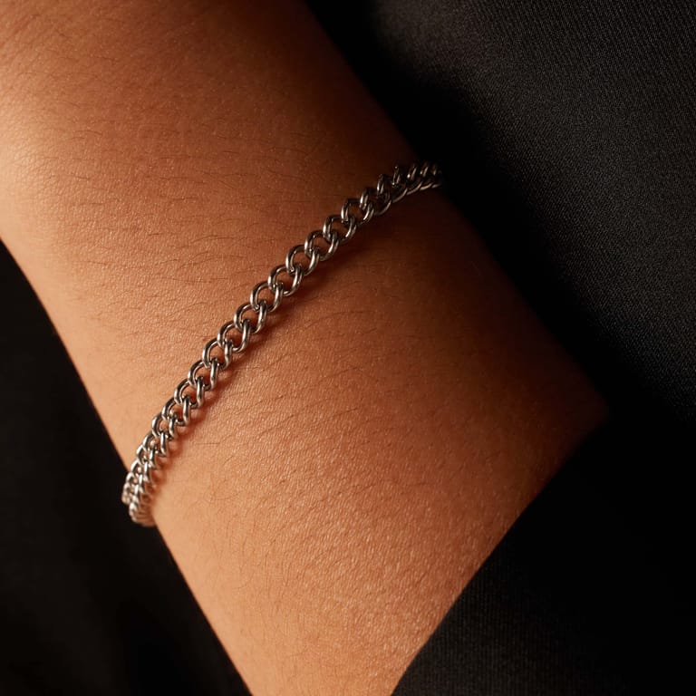 Armband mit Gourmet-Glied aus Edelstahl, 4 mm