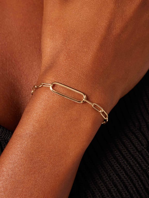 14 Karaat geelgouden armband Paperclip