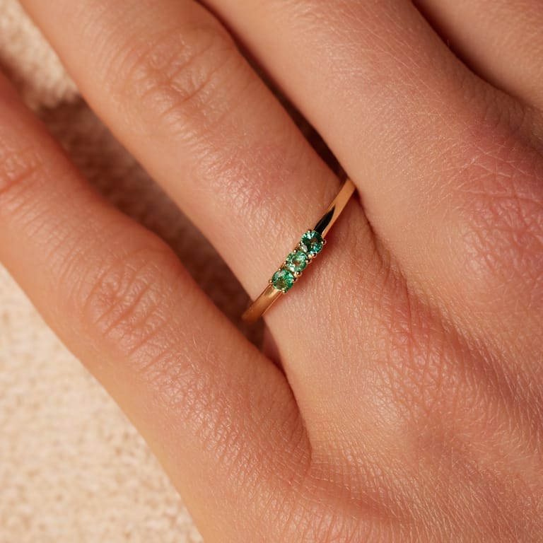 Ring, 585 Gelbgold, Smaragd