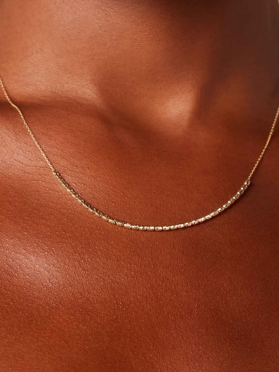 14 karaat gouden collier diamond cut voor dames