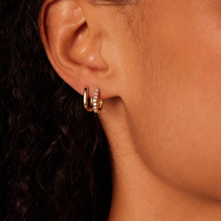 Zilveren goldplated set oorringen