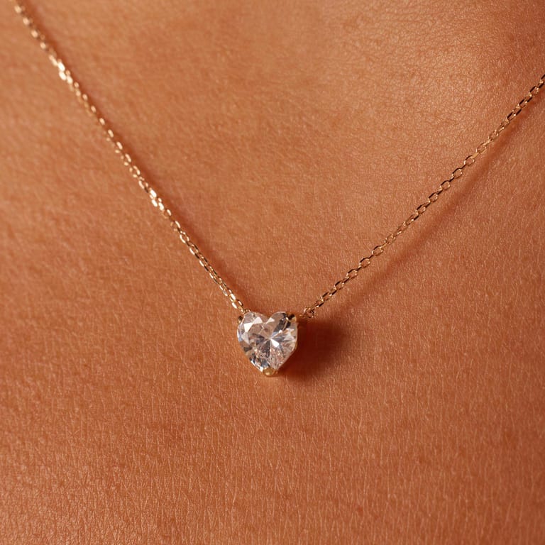 14 karaat gouden ketting met zirkonia hart voor dames