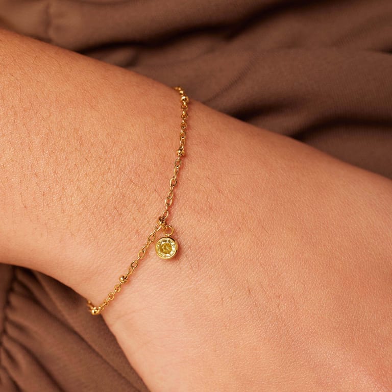 Stainless steel goldplated fantasiearmband met geboortesteen November voor dames