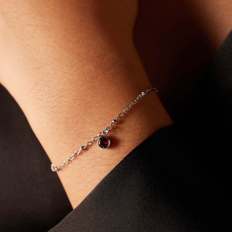 Stalen armband geboortesteen januari