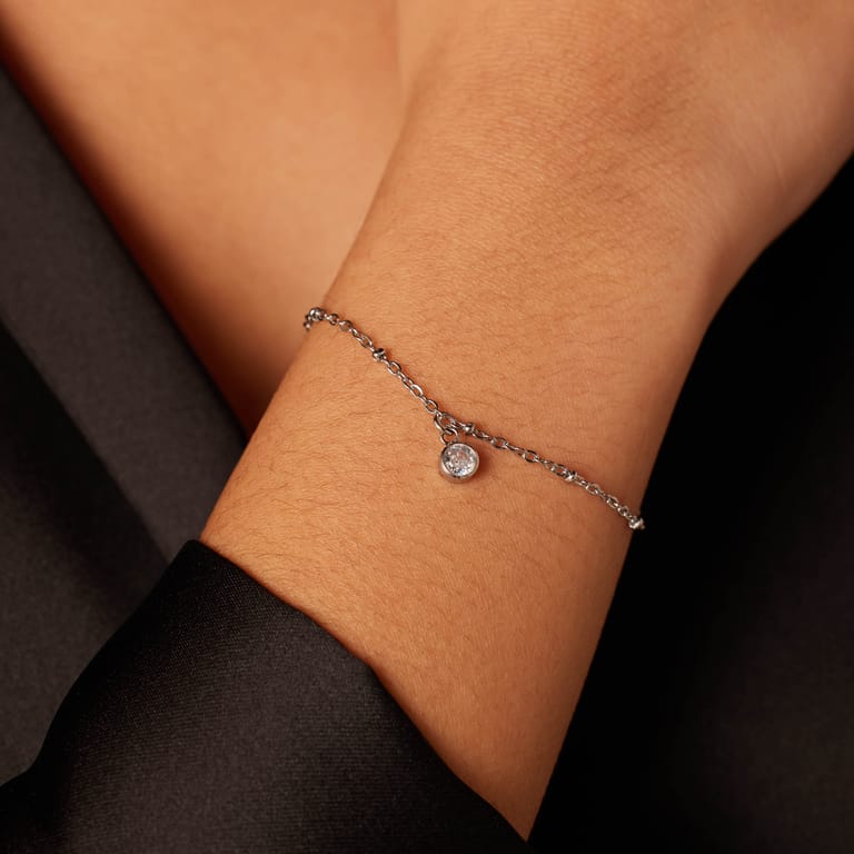 Stainless steel armband geboortesteen april