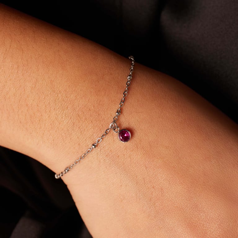 Stainless steel armband geboortesteen juli