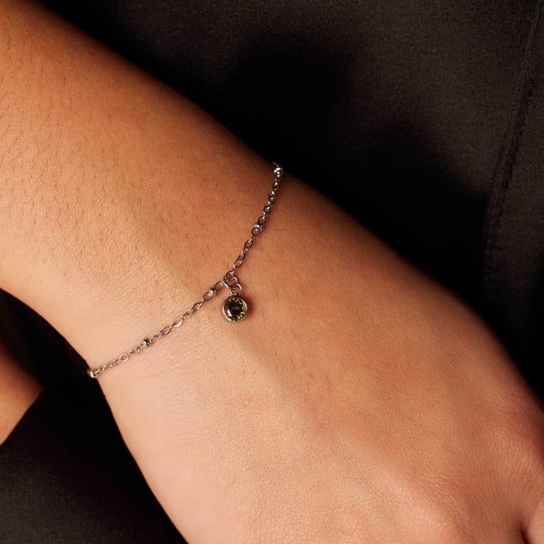 Stainless steel armband geboortesteen augustus