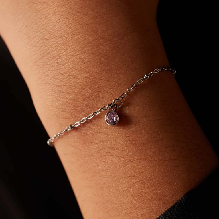 Armband aus Edelstahl, mit Geburtsstein, Oktober