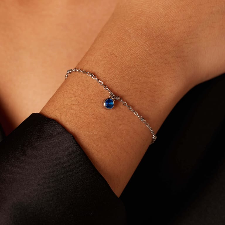 Armband aus Edelstahl, mit Geburtsstein, Dezember