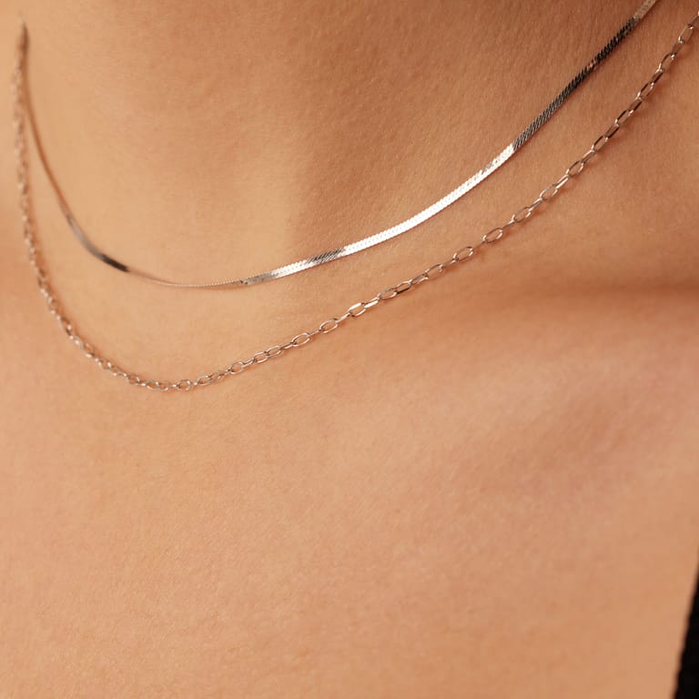 Zilveren ketting dubbel voor dames