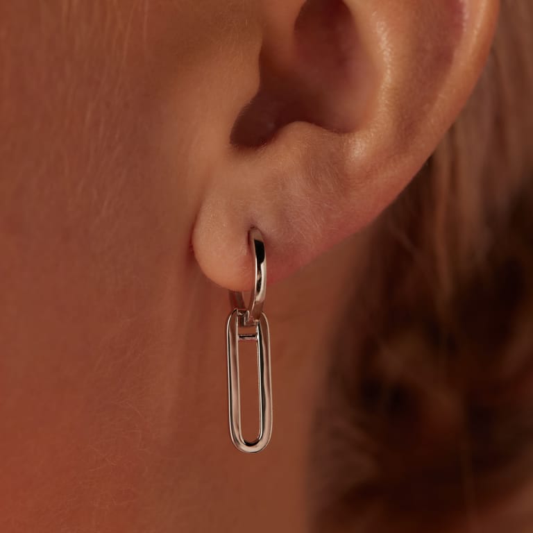 Ohrringe aus 925er Silber, mit Anhänger, oval