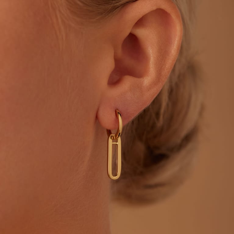 Zilveren goldplated oorringen met hanger voor dames