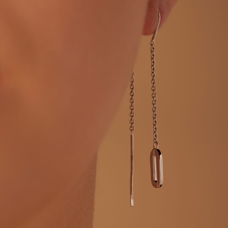 Durchzieher-Ohrringe aus 925er Silber, oval, mit Zirkonia