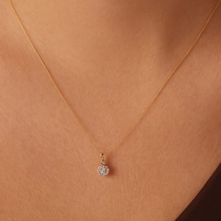 Diamond luxury 14 karaat gouden ketting met 10 diamanten 0,05ct voor dames