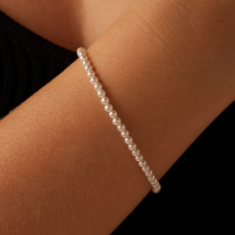 Armband, 925 Silber, vergoldet, Perle