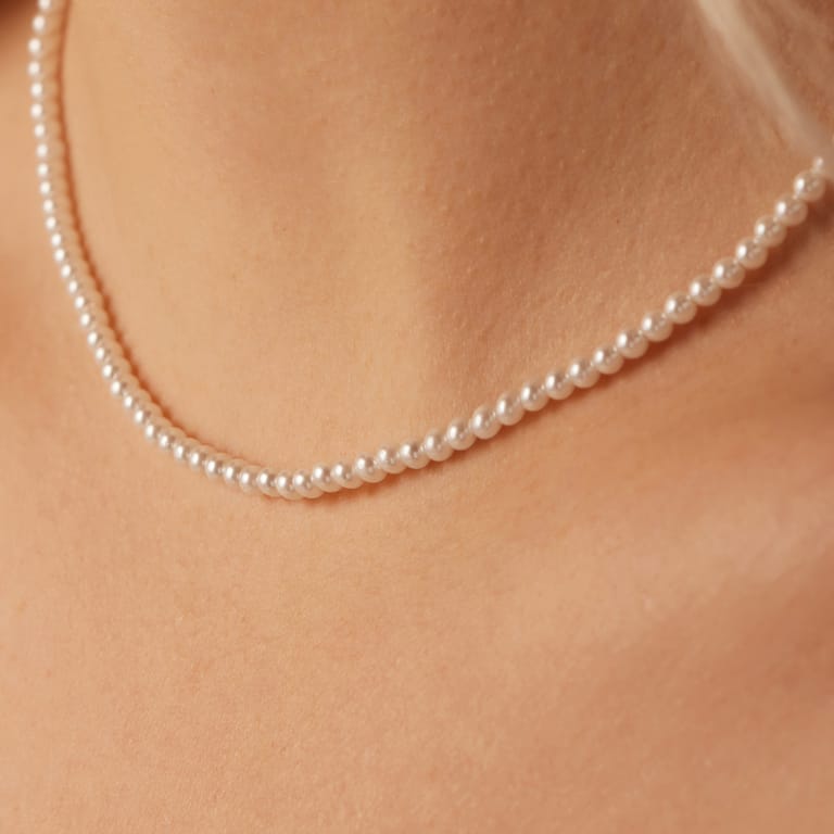 Zilveren ketting parel