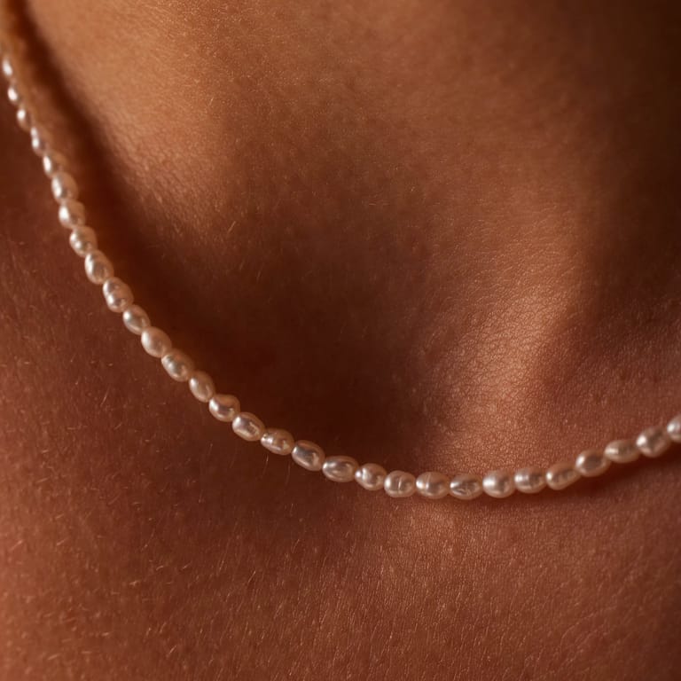 Halskette, 925 Silber, vergoldet, Süßwasserperle