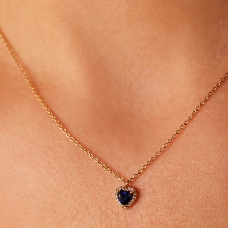 Zilveren goldplated ketting met hanger hart met zirkonia voor dames