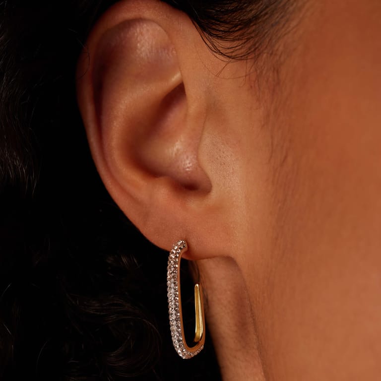 Zilveren goldplated oorhangers ovaal kristal voor dames