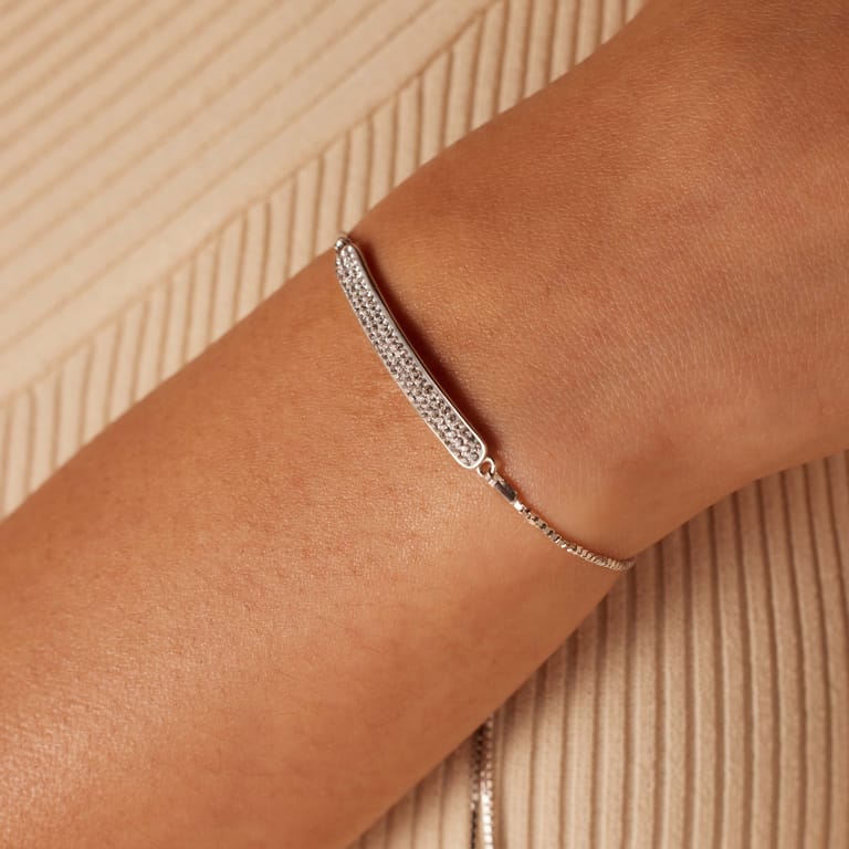 Zilveren armband plaat kristal