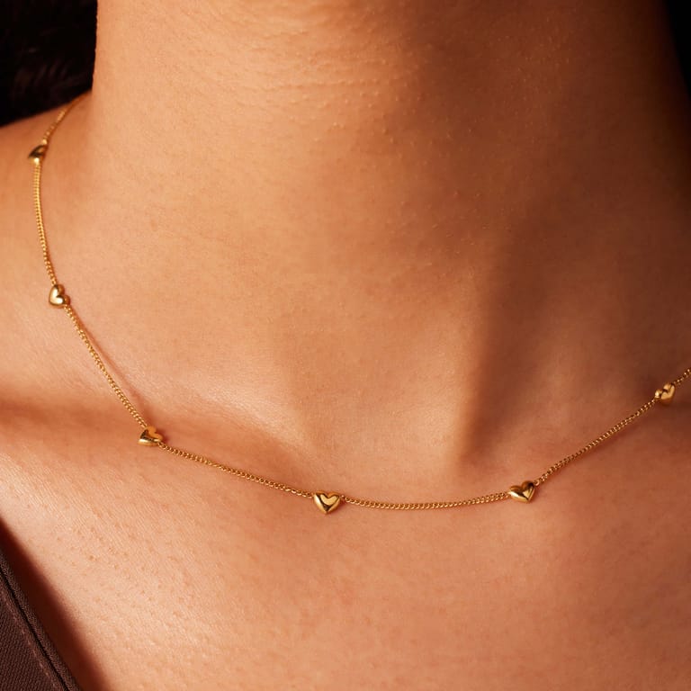 Stalen goldplated ketting met hanger hart voor dames