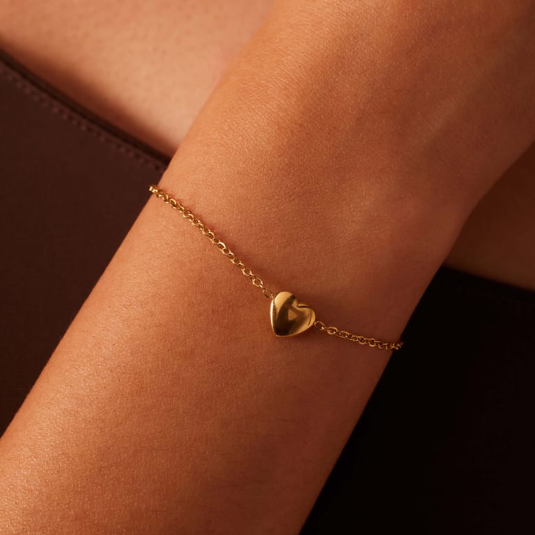 Stalen goldplated fantasiearmband met hanger hart voor dames