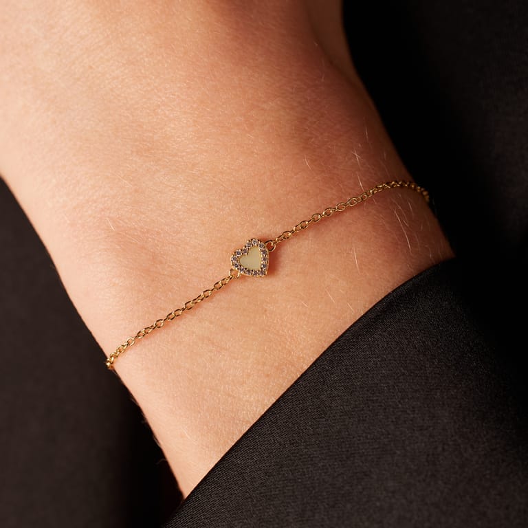 Zilveren goldplated armband met een hartvormige Amazonite gemstone