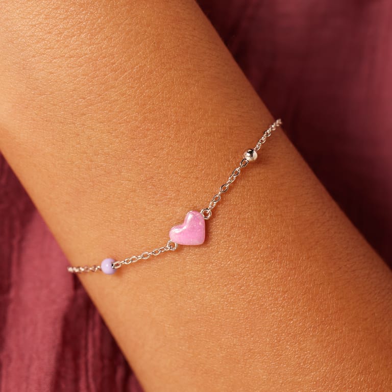Armband aus 925er Silber mit rosa Herz