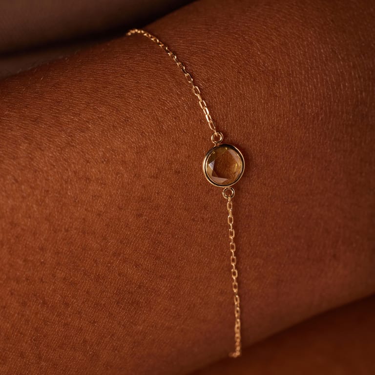 Armband aus 585 Gelbgold mit Geburtsstein-Anhänger, November