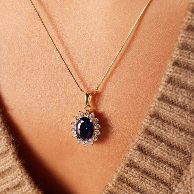 Zilveren goldplated ketting met hanger met zirkonia voor dames