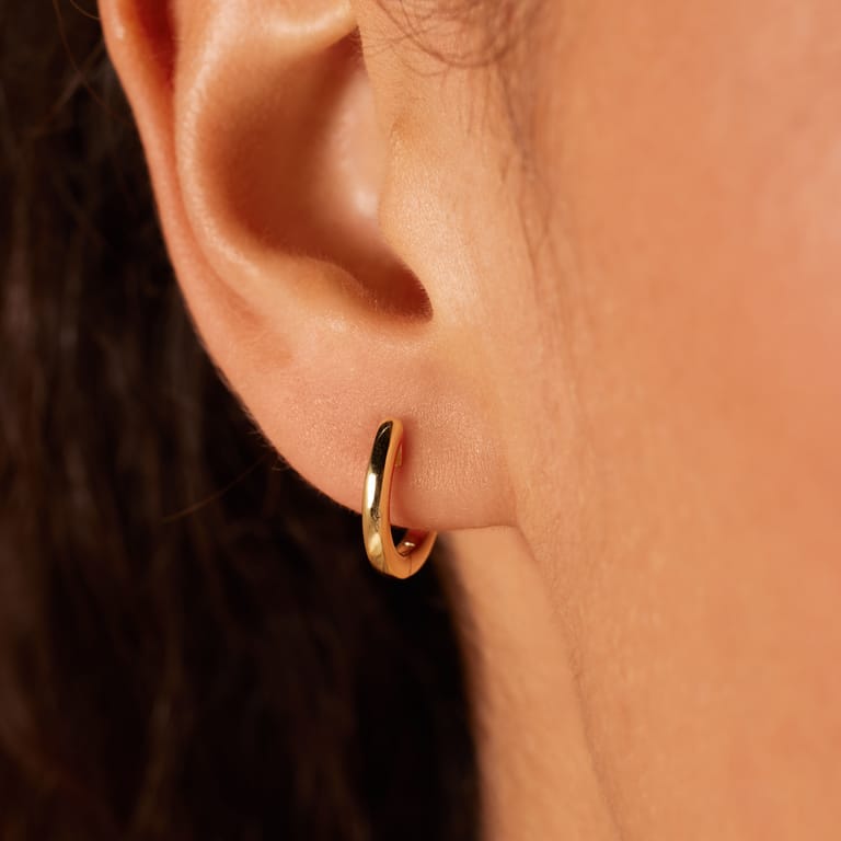Zilveren goldplated oorringen 14mm