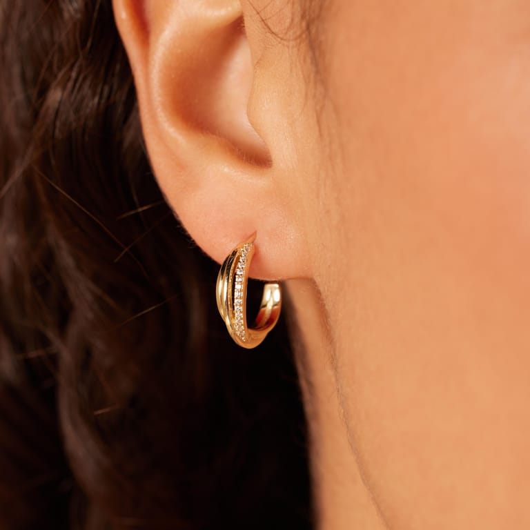 Zilveren goldplated oorringen met zirkonia voor dames