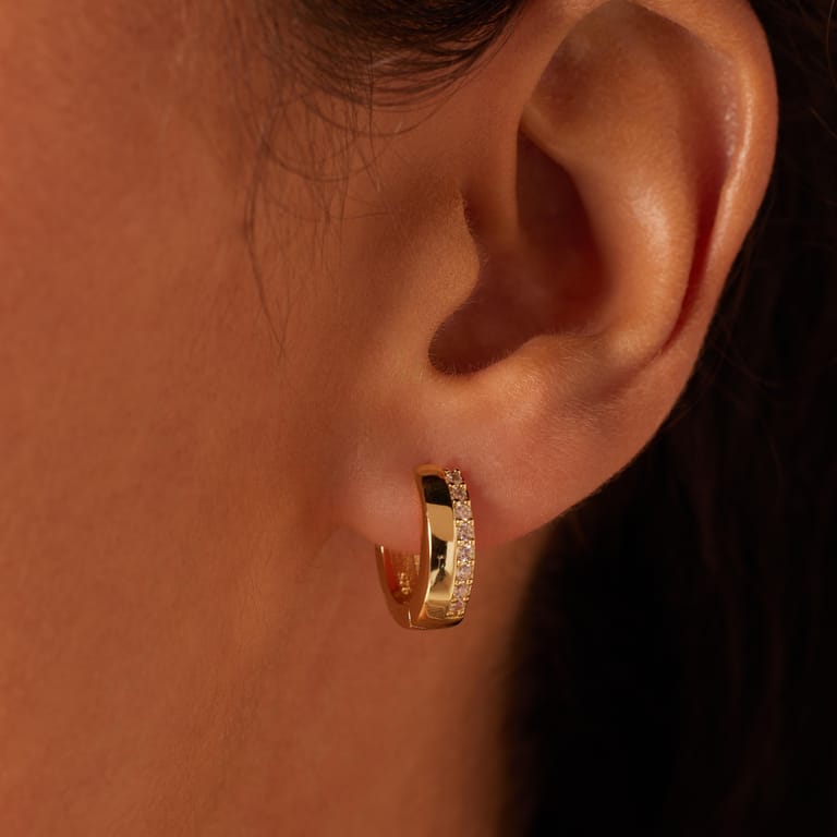 Zilveren goldplated oorringen met zirkonia voor dames