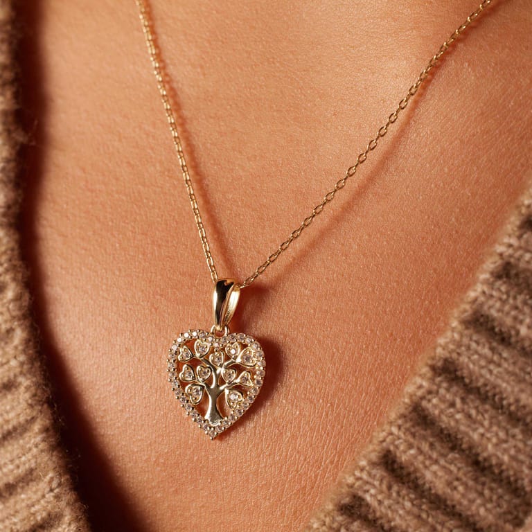Zilveren goldplated ketting met hanger hart met zirkonia voor dames