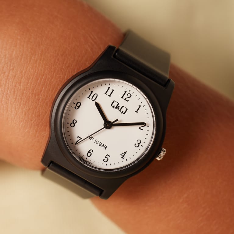 Q&Q horloge met rubber band G23A-001VY