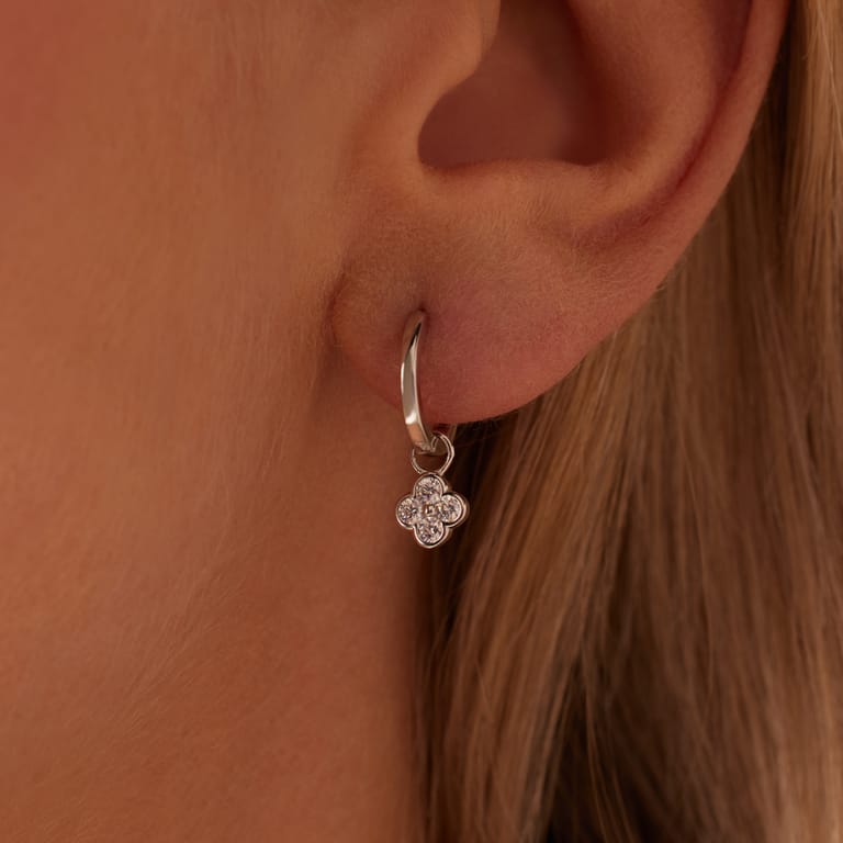 Ohrringe aus 925 Silber, Kleeblatt, Zirkonia