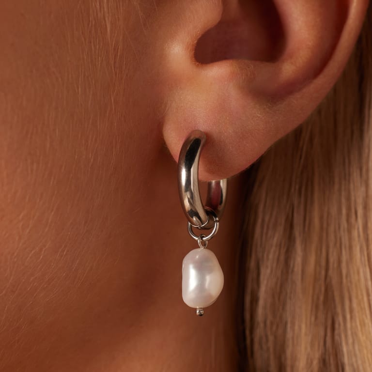 Camille stalen oorringen parels voor dames